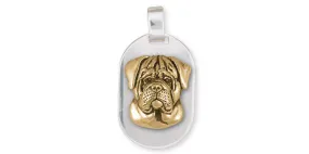 Bullmastiff Personalized Pendant Jewelry Sterling Silver And Yellow Bronze Handmade Dog Personalized Pendant BM1-DTVM