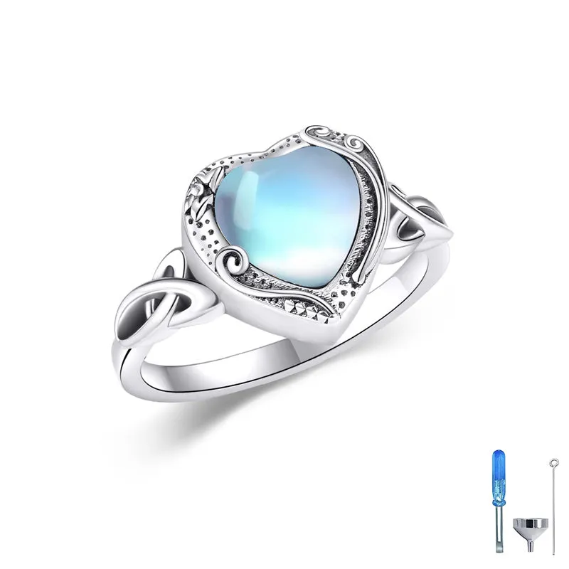 Butterfly Moonstone Heart Urn Ring for Women 925 Sterling Silver Cremation Jewelry for Ashes Cremation Ring