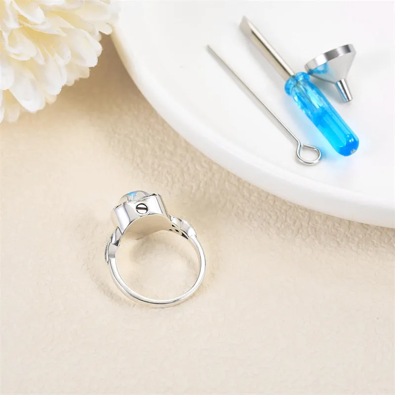 Butterfly Moonstone Heart Urn Ring for Women 925 Sterling Silver Cremation Jewelry for Ashes Cremation Ring