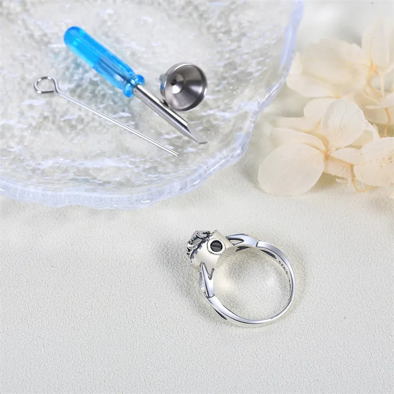 Butterfly Moonstone Heart Urn Ring for Women 925 Sterling Silver Cremation Jewelry for Ashes Cremation Ring