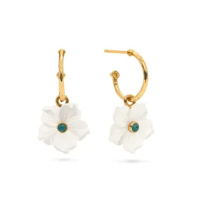 Capucine De Wulf Mermaid Garden Hoop Earrings with Flower Charm - Mother of Pearl