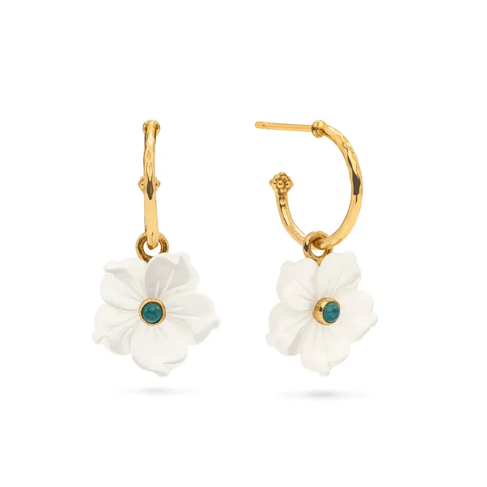 Capucine De Wulf Mermaid Garden Hoop Earrings with Flower Charm - Mother of Pearl