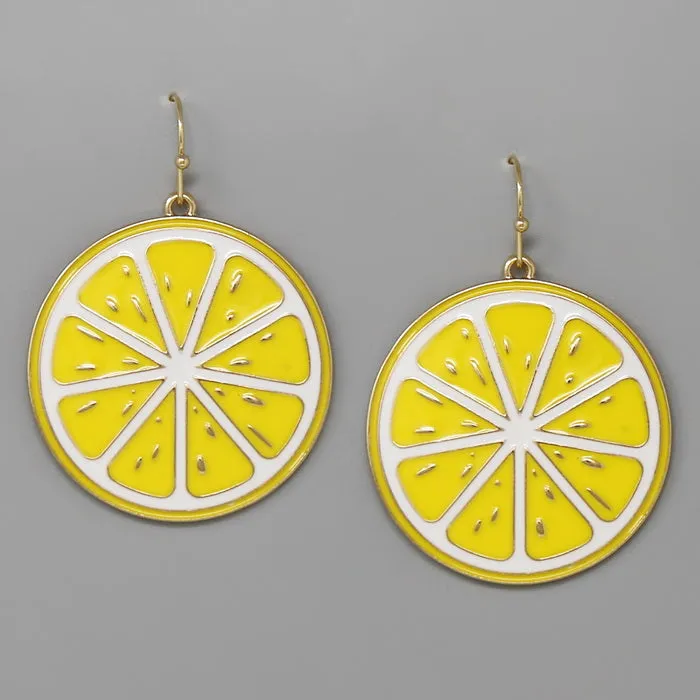 Citrus Slice Enamel Drop Earrings