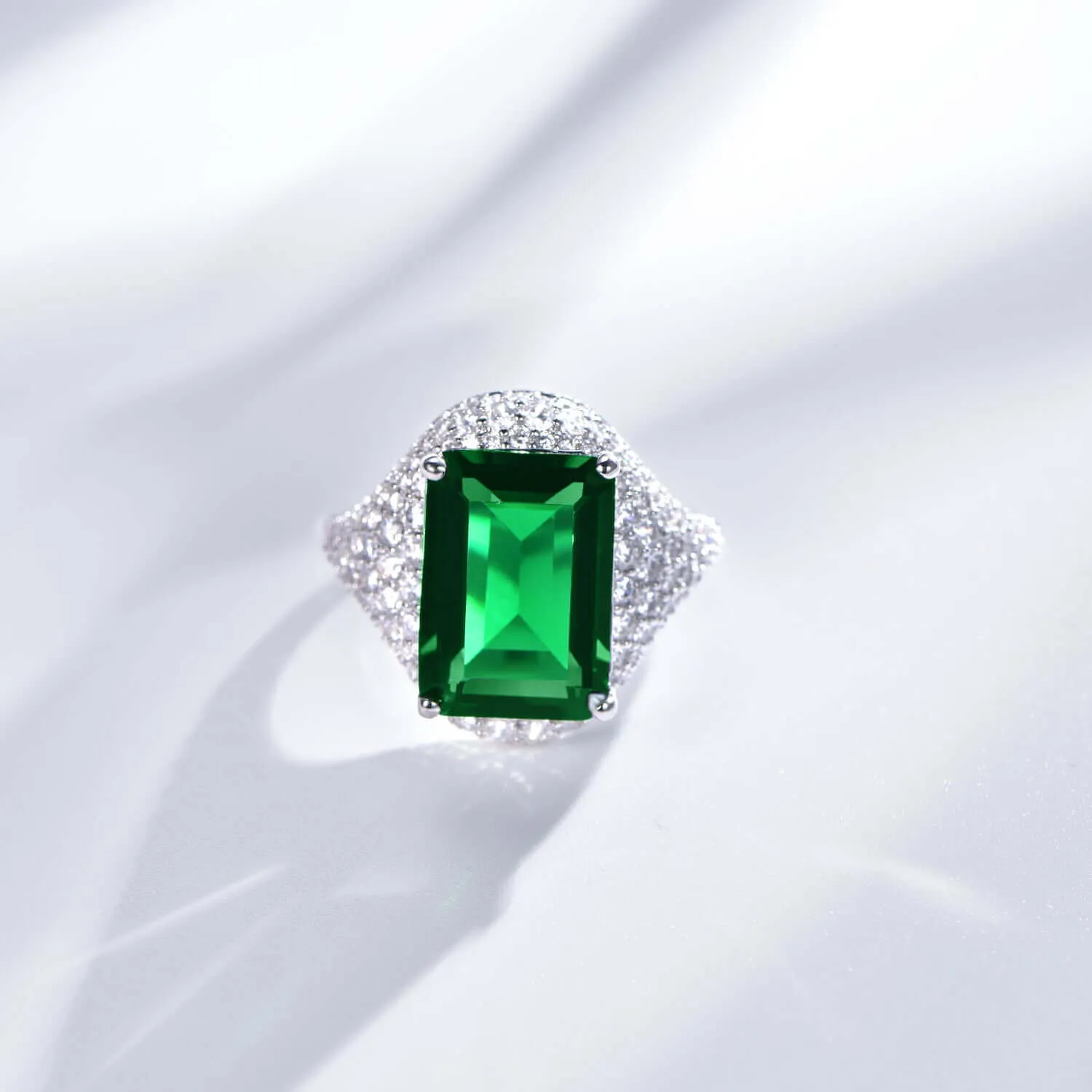 Classic Emerald Green Engagement Ring