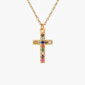 Colorful Cross Necklace  | 18K Gold Vermeil