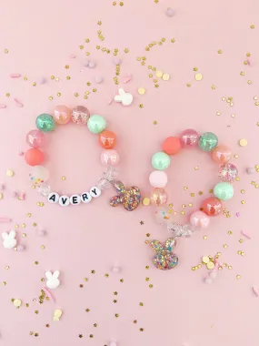 Confetti Bunny Rabbit Charm Bracelet - Customizable