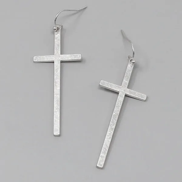 Cross Metal Drop Earrings