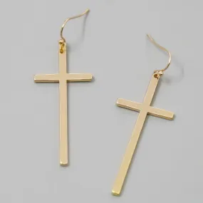 Cross Metal Drop Earrings