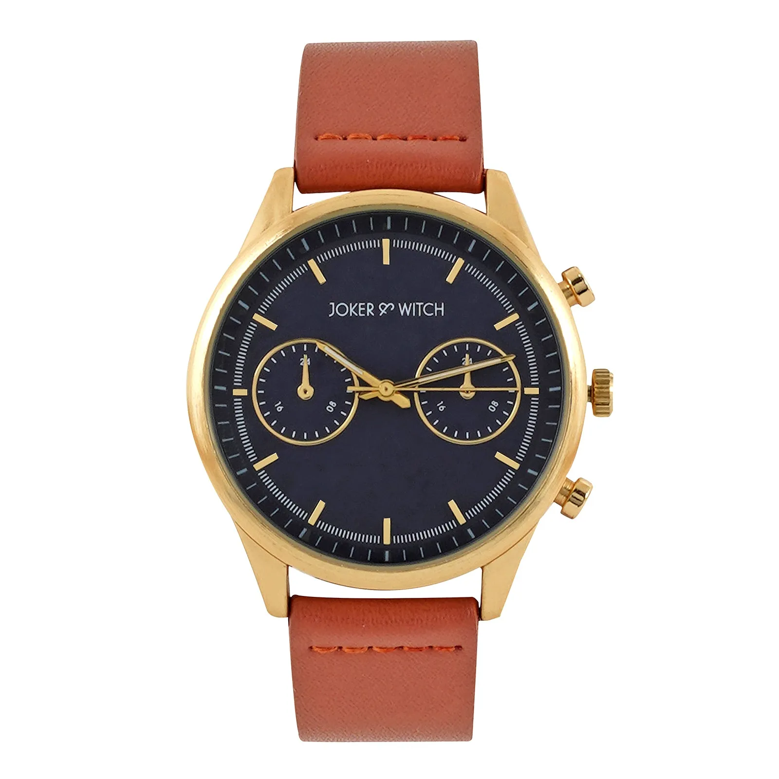 Cruz Blue Dial Tan PU Strap Watch