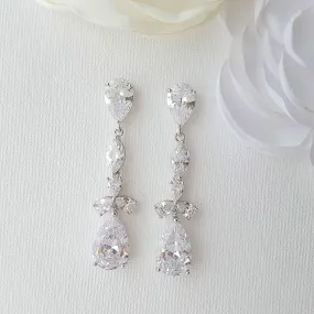 Cubic Zirconia Drop Earrings-Adeline