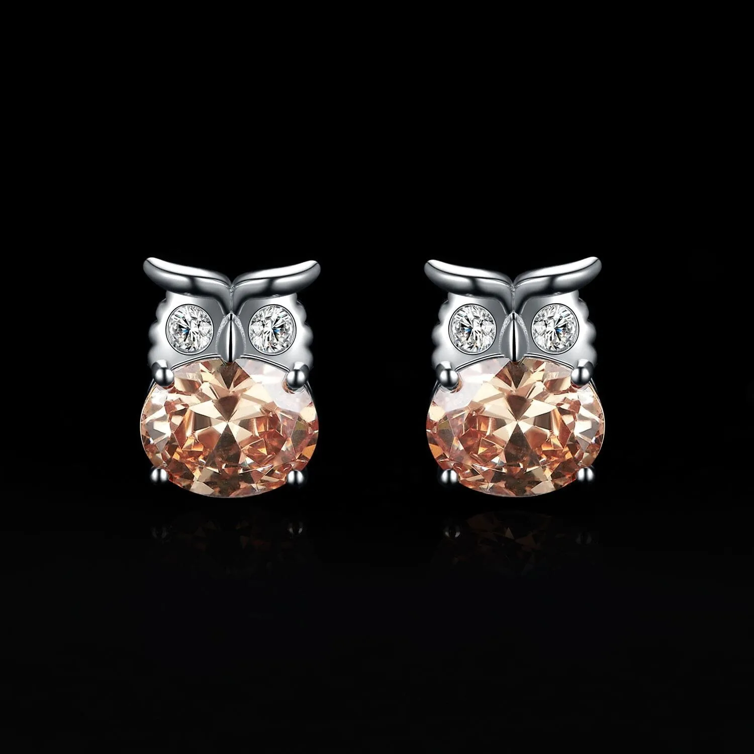 Cute Owl 9.6ct Yellow Gemstone 925 Sterling Silver Stud Earrings