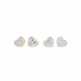 CZ Paved Iced Heart Stud Earrings