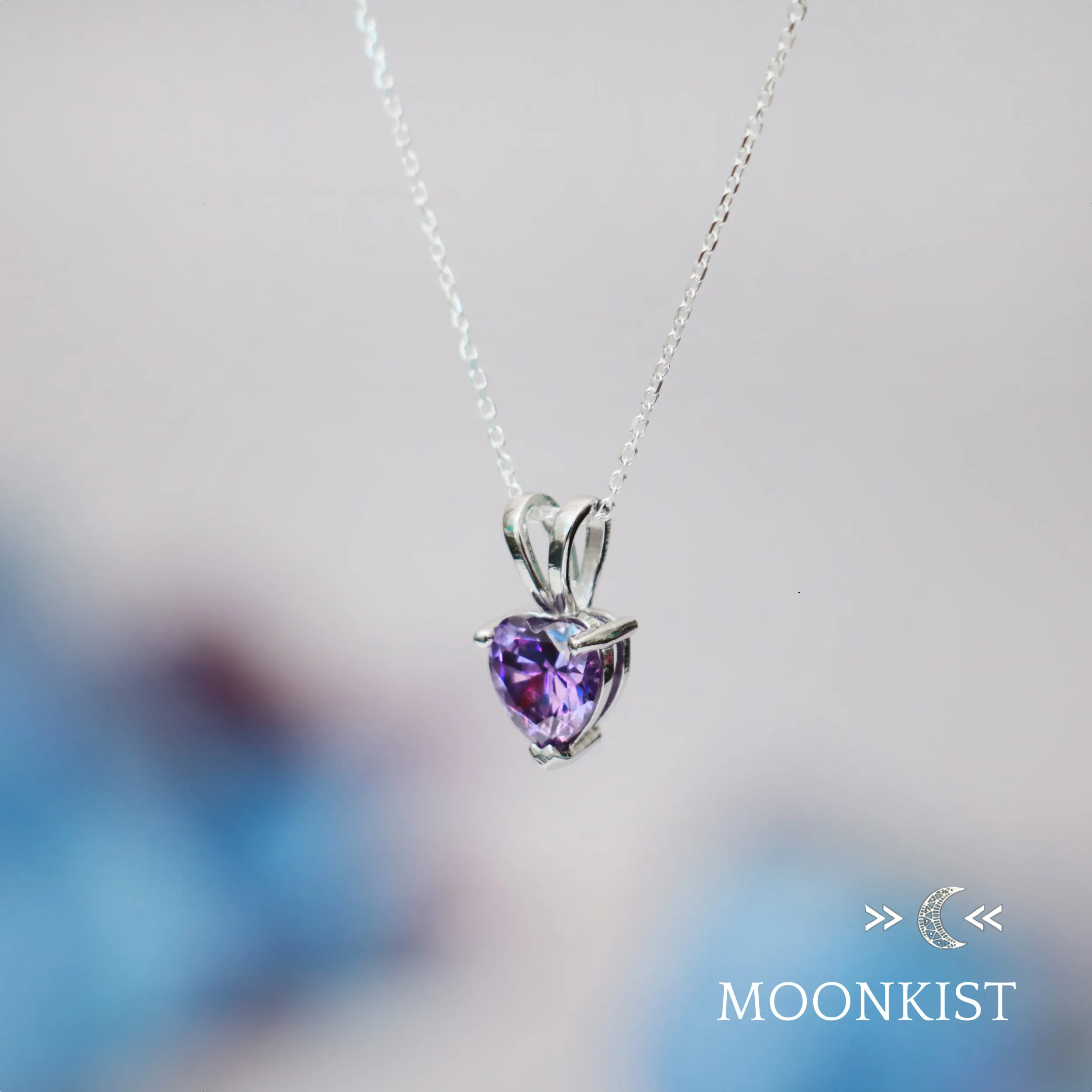 Dainty Amethyst CZ Heart Necklace | Moonkist Designs