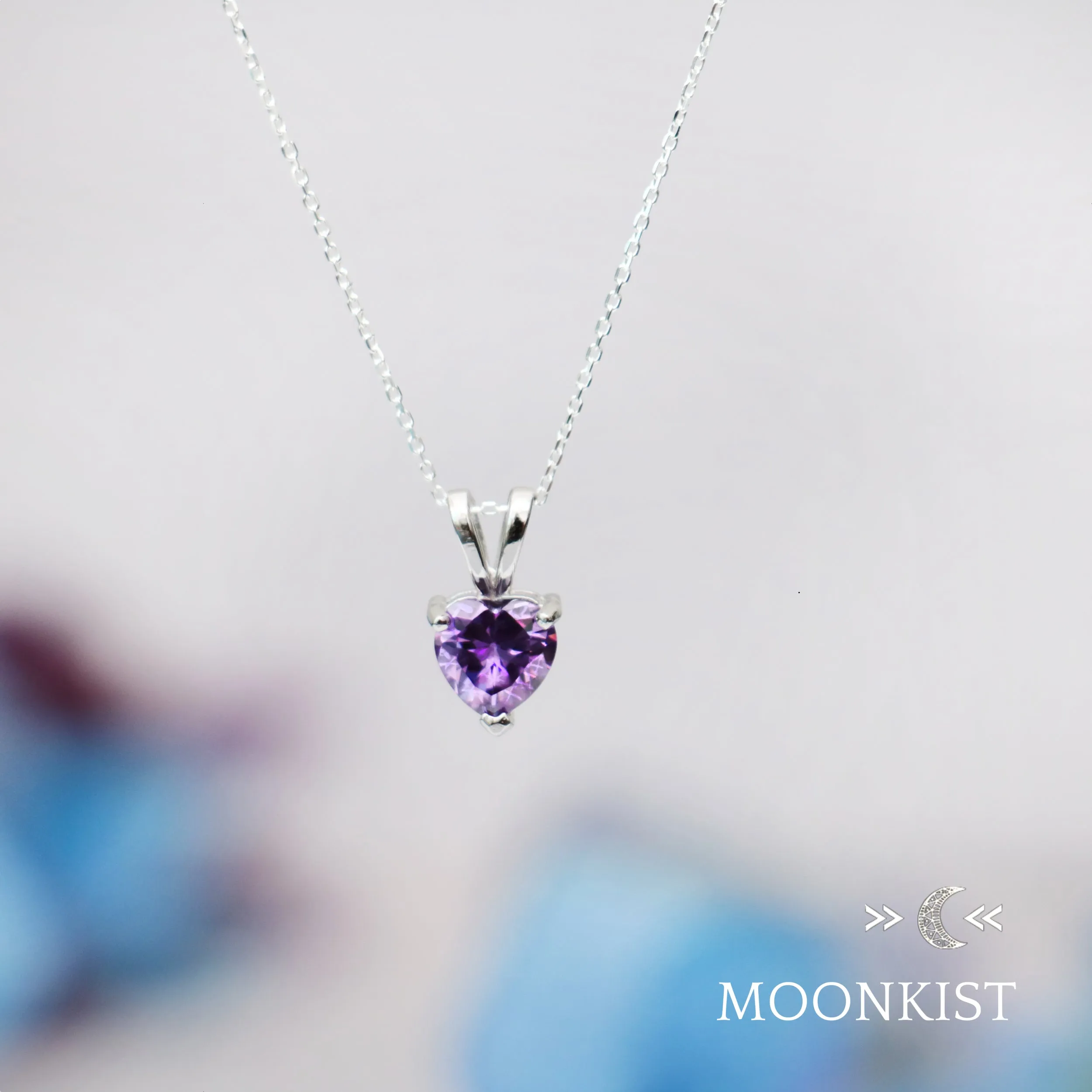 Dainty Amethyst CZ Heart Necklace | Moonkist Designs