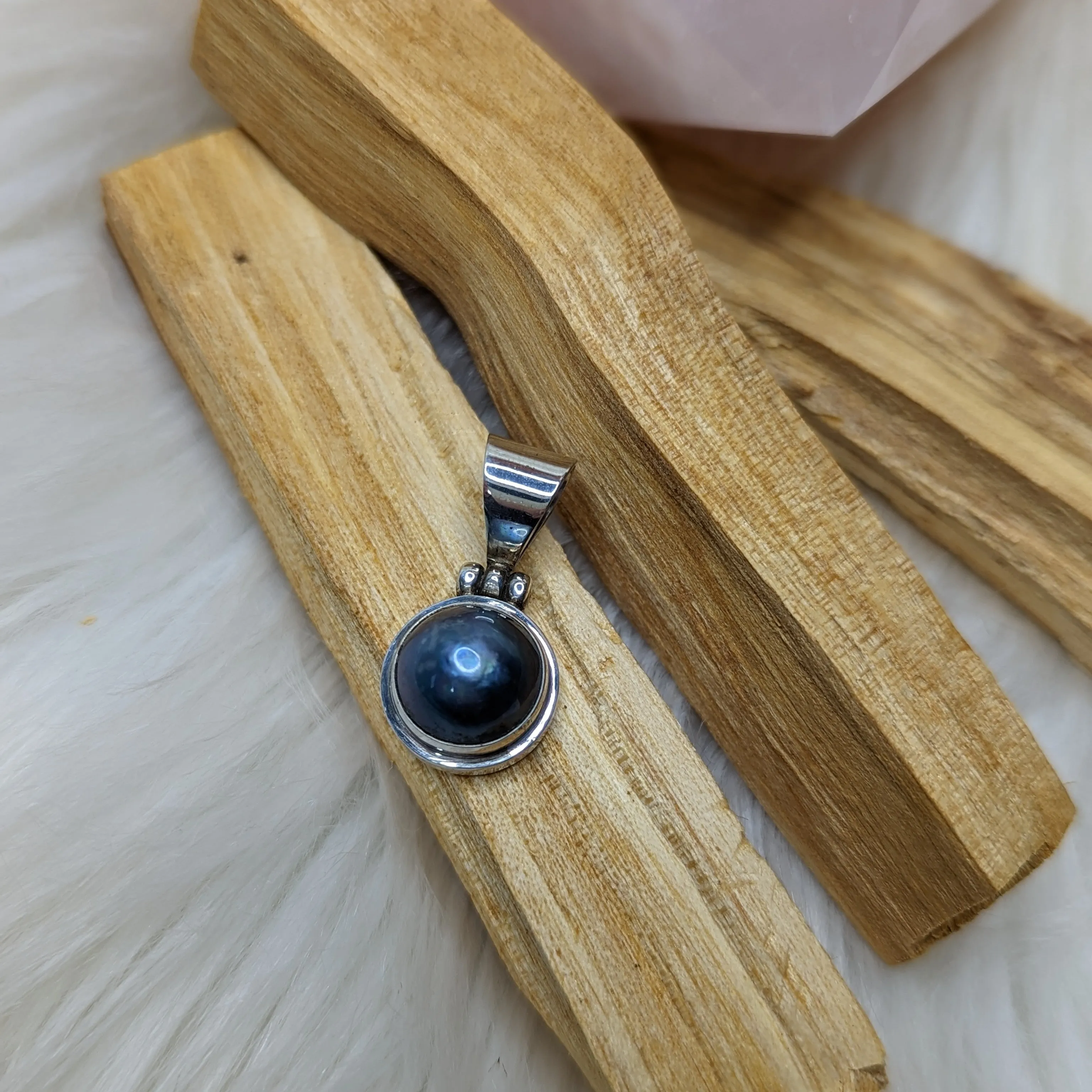 Dainty and Cute Hematite Pendant ~ Silver Chain Included