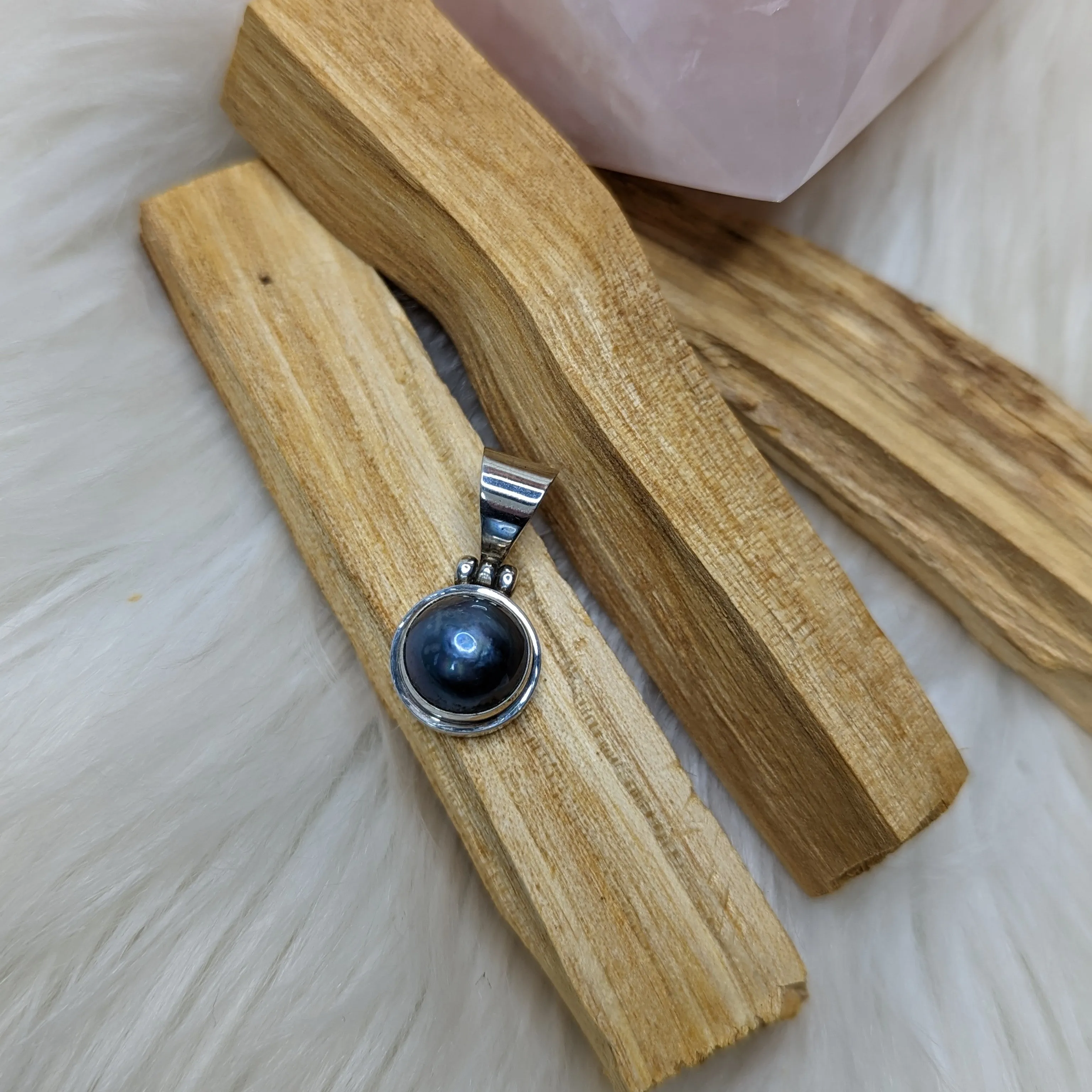 Dainty and Cute Hematite Pendant ~ Silver Chain Included