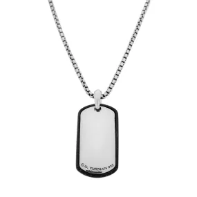 David Yurman 925 Sterling Silver Carbon & Bronze Dog Tag Pendant Necklace