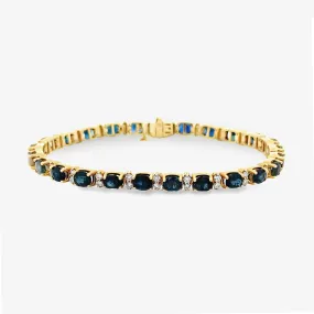 Diamond & Blue Sapphire Tennis Bracelet