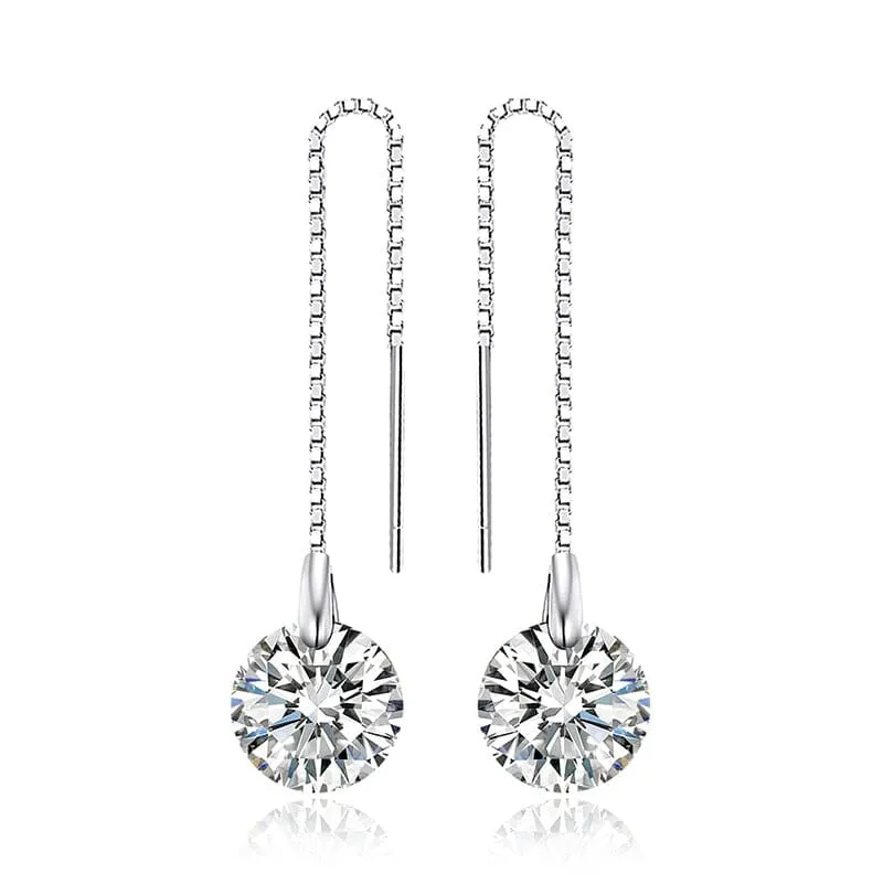 Diamond Long Drop Dangle Thread Earings