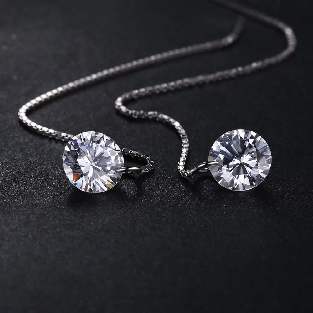 Diamond Long Drop Dangle Thread Earings