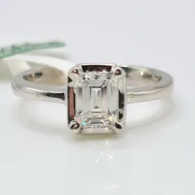 ELEANOR .80 CT Emerald Cut Solitaire Diamond Engagement Ring 14K White Gold