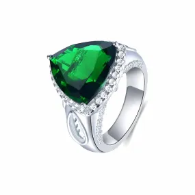 Emerald Green Trilliant Cut Engagement Ring