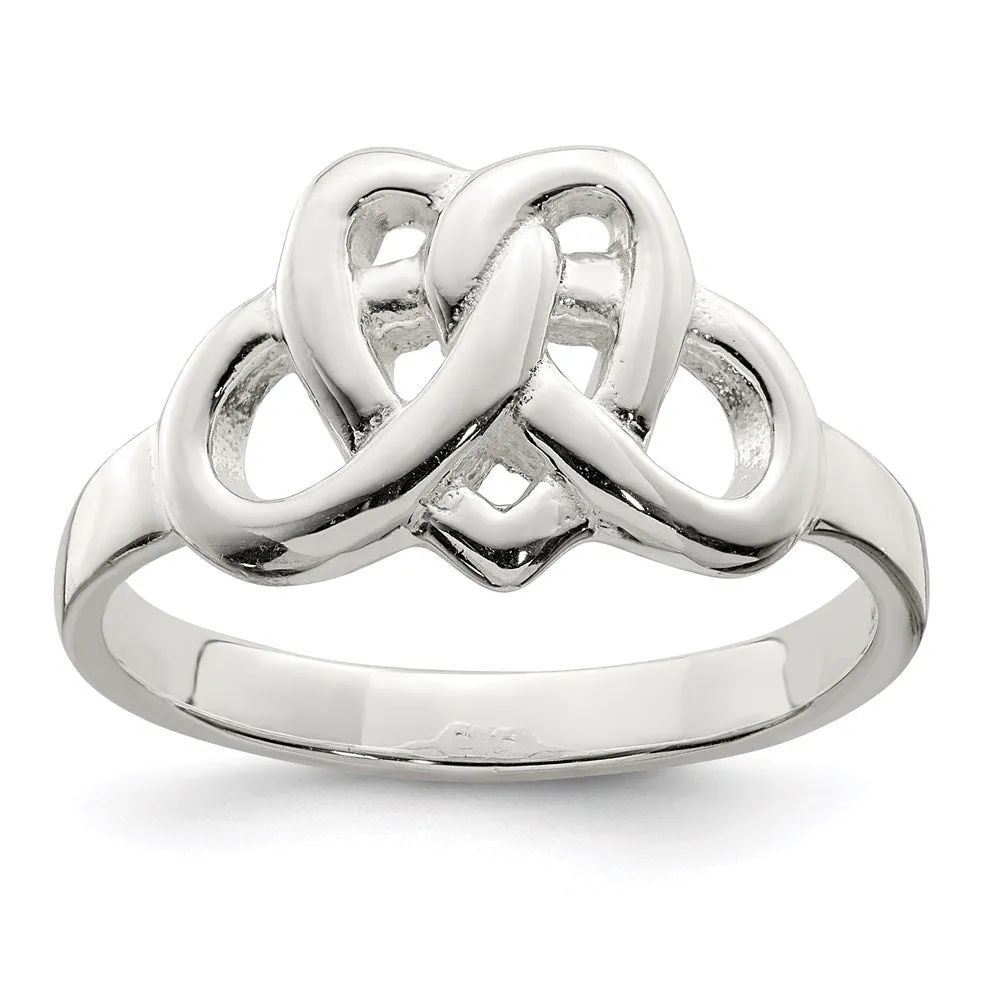 Fancy Celtic Heart Pattern Woven Ring in Sterling Silver