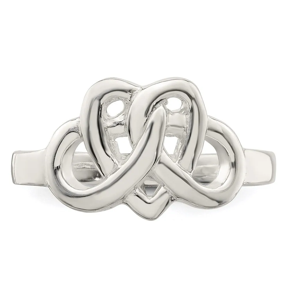 Fancy Celtic Heart Pattern Woven Ring in Sterling Silver