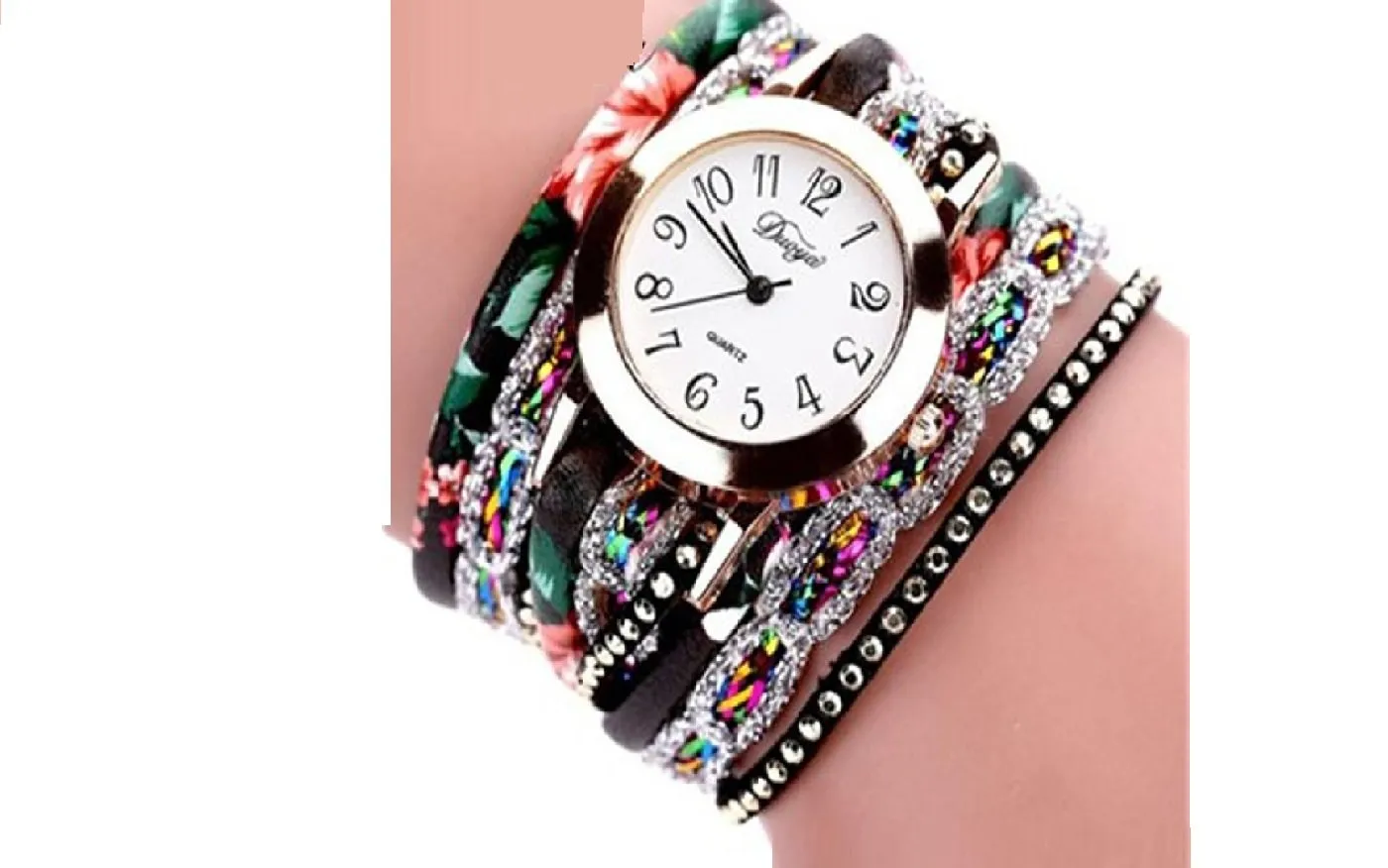 Flower Gemstone Luxury Bracelet Quartz Watch