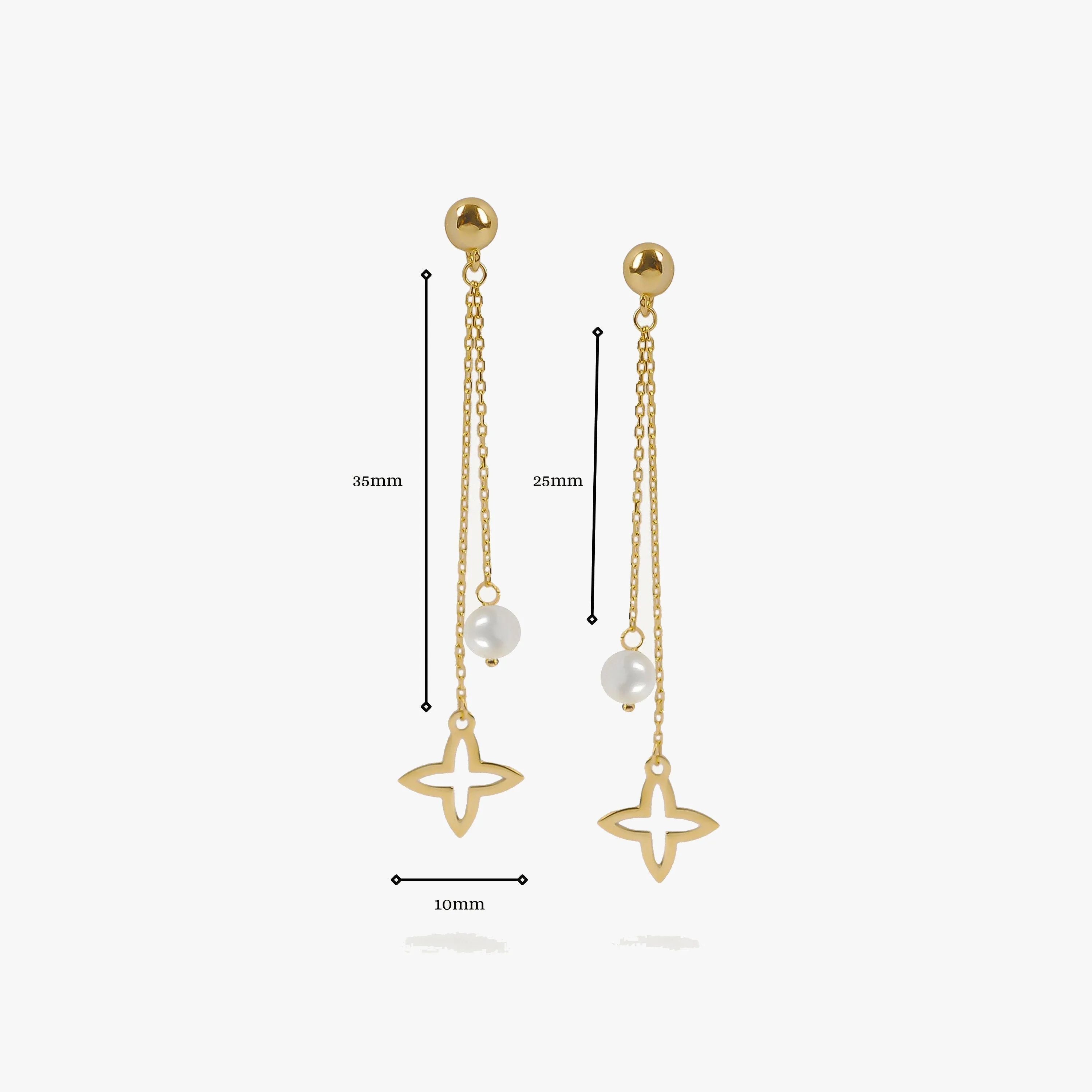 Flower Stud Dangle Earrings | 14K Solid Gold