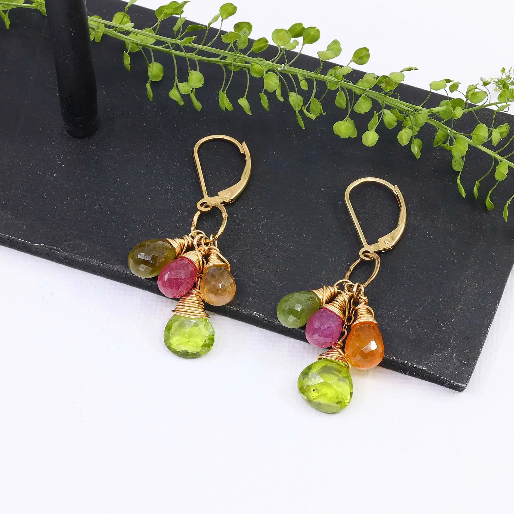 Fruit Pop - Peridot and Sapphire Cluster Earrings