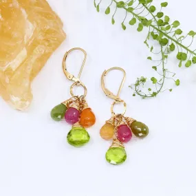 Fruit Pop - Peridot and Sapphire Cluster Earrings