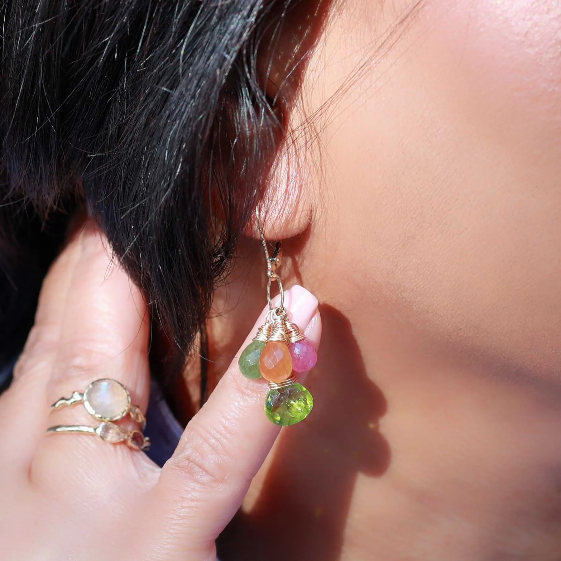 Fruit Pop - Peridot and Sapphire Cluster Earrings