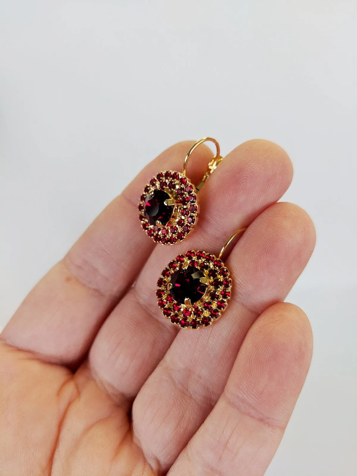 Garnet Crystal Cluster Earrings