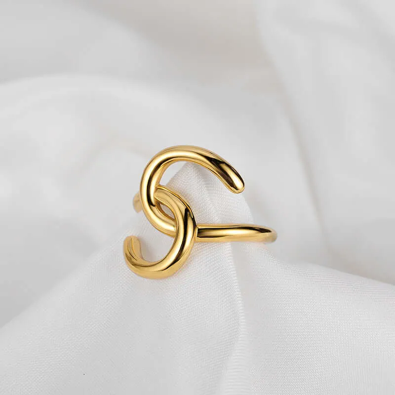 Geometric Knot Silver Wrap Band Ring