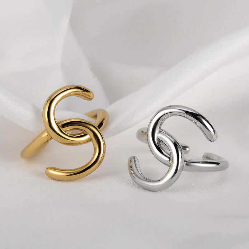 Geometric Knot Silver Wrap Band Ring