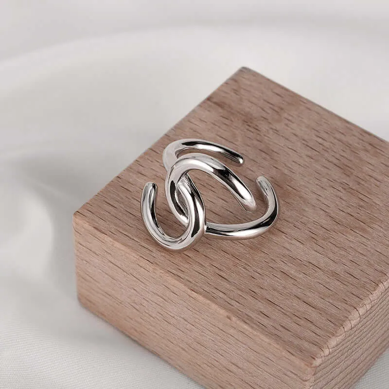 Geometric Knot Silver Wrap Band Ring