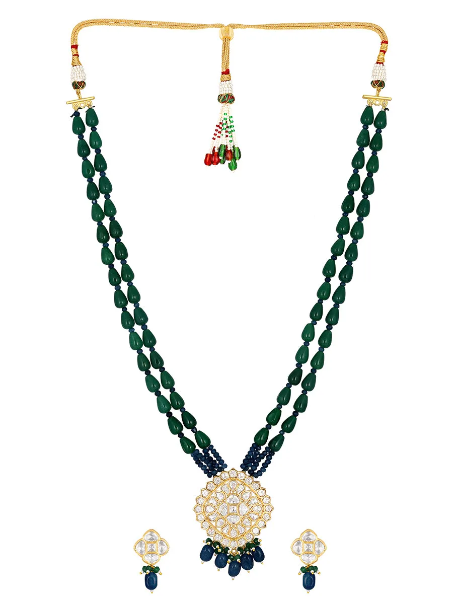 Gold Plated Kundan Necklace with Agate