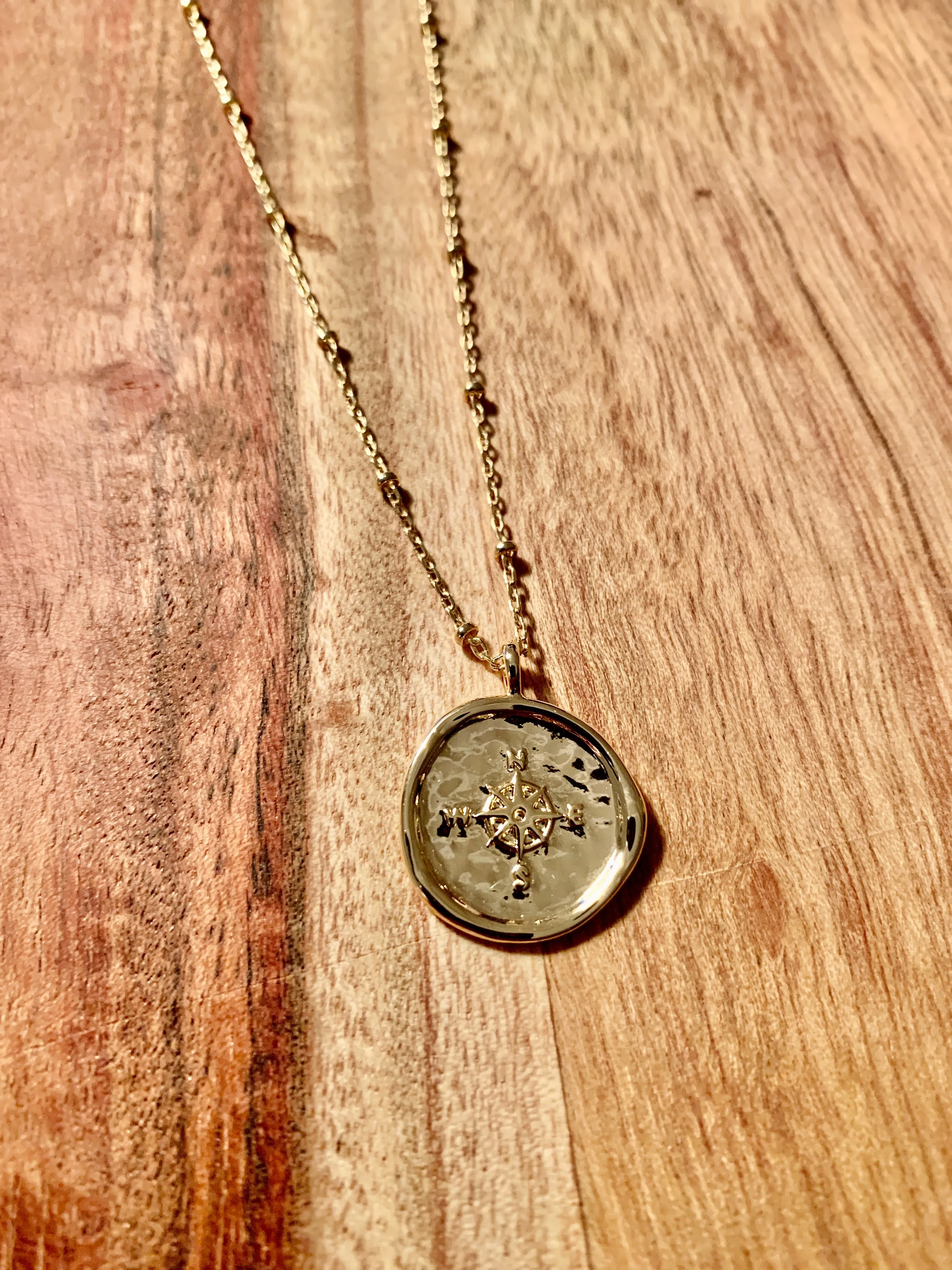 Gorjana Compass Coin Necklace (gold)