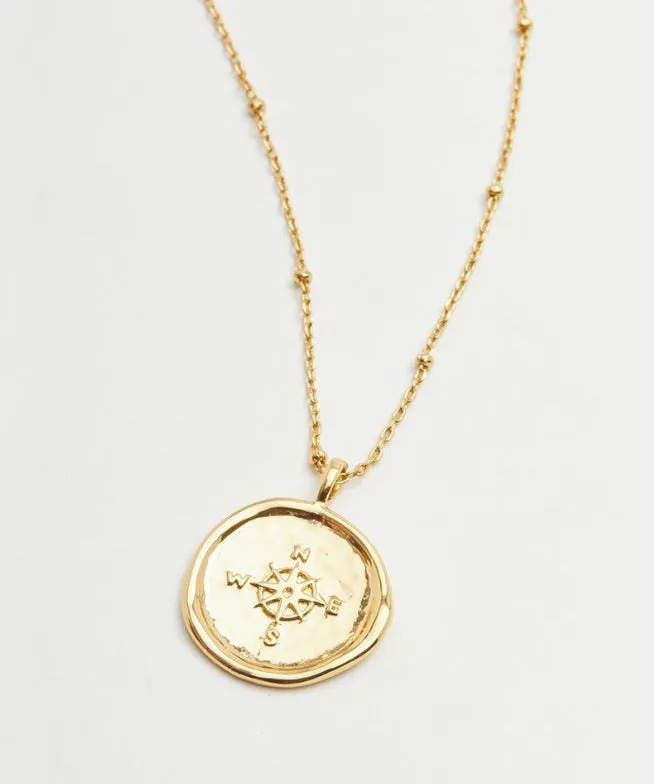 Gorjana Compass Coin Necklace (gold)