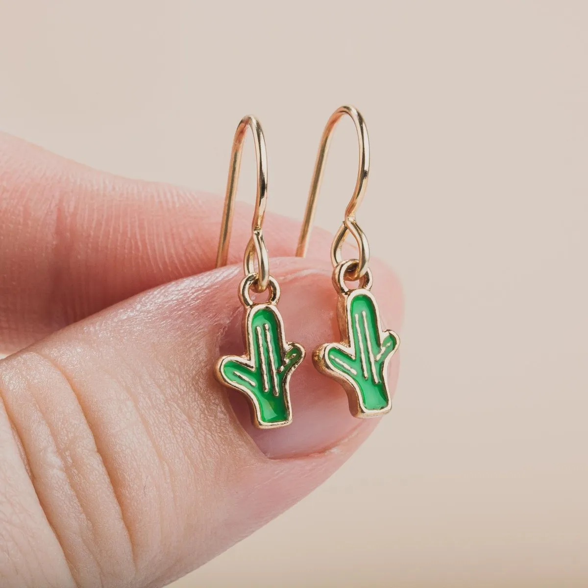 Green Cactus Earrings