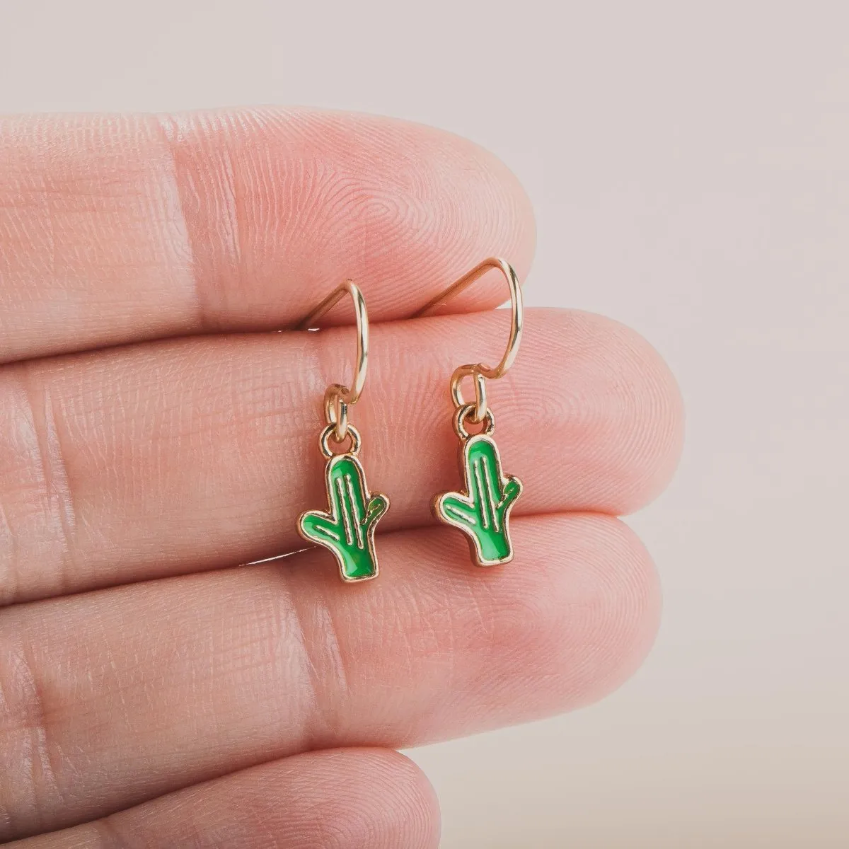 Green Cactus Earrings