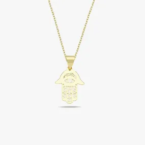 Hamsa Hand Necklace | 14K Solid Gold