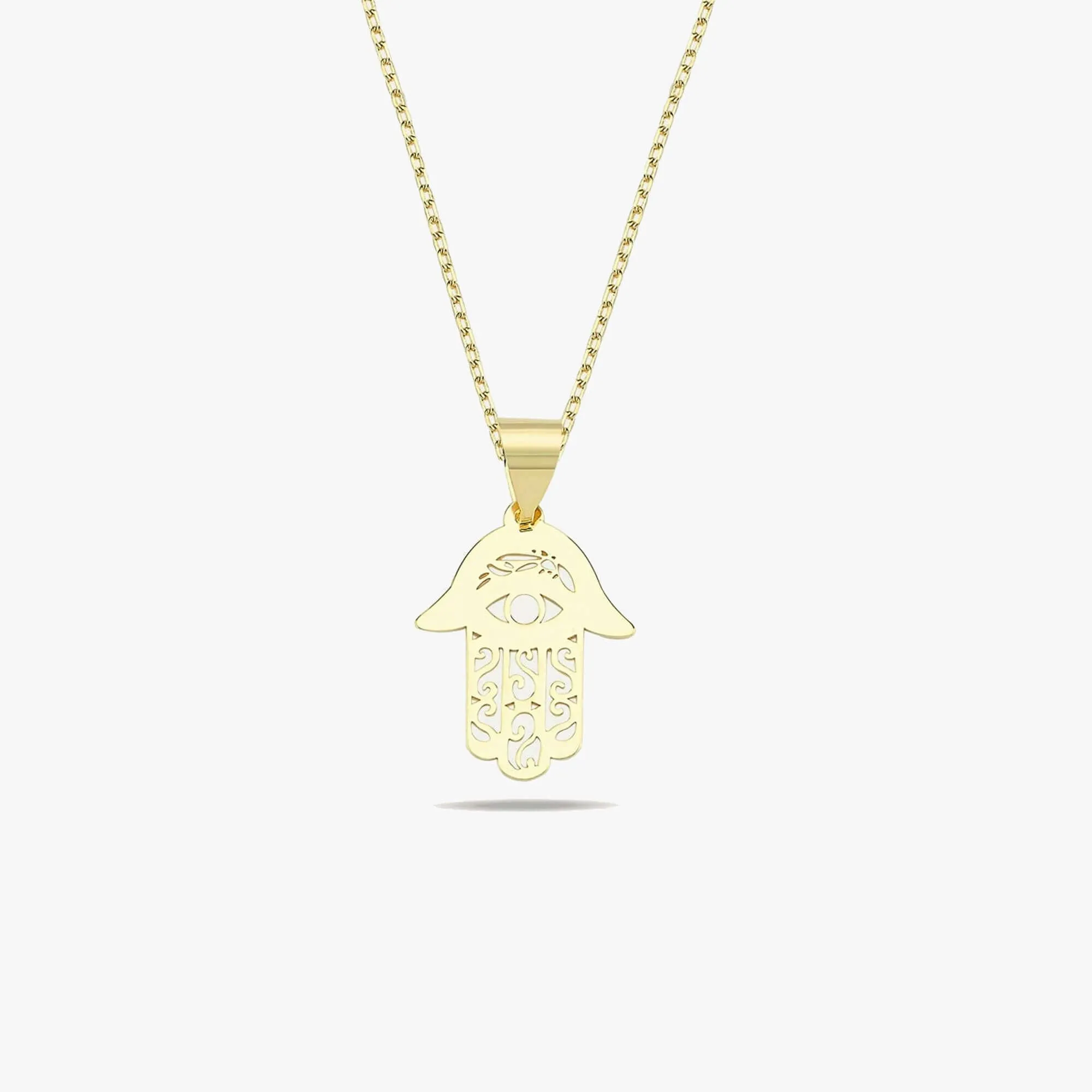 Hamsa Hand Necklace | 14K Solid Gold