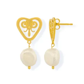 Handmade Gold Plated Silver Earrings Anthem With Pearls