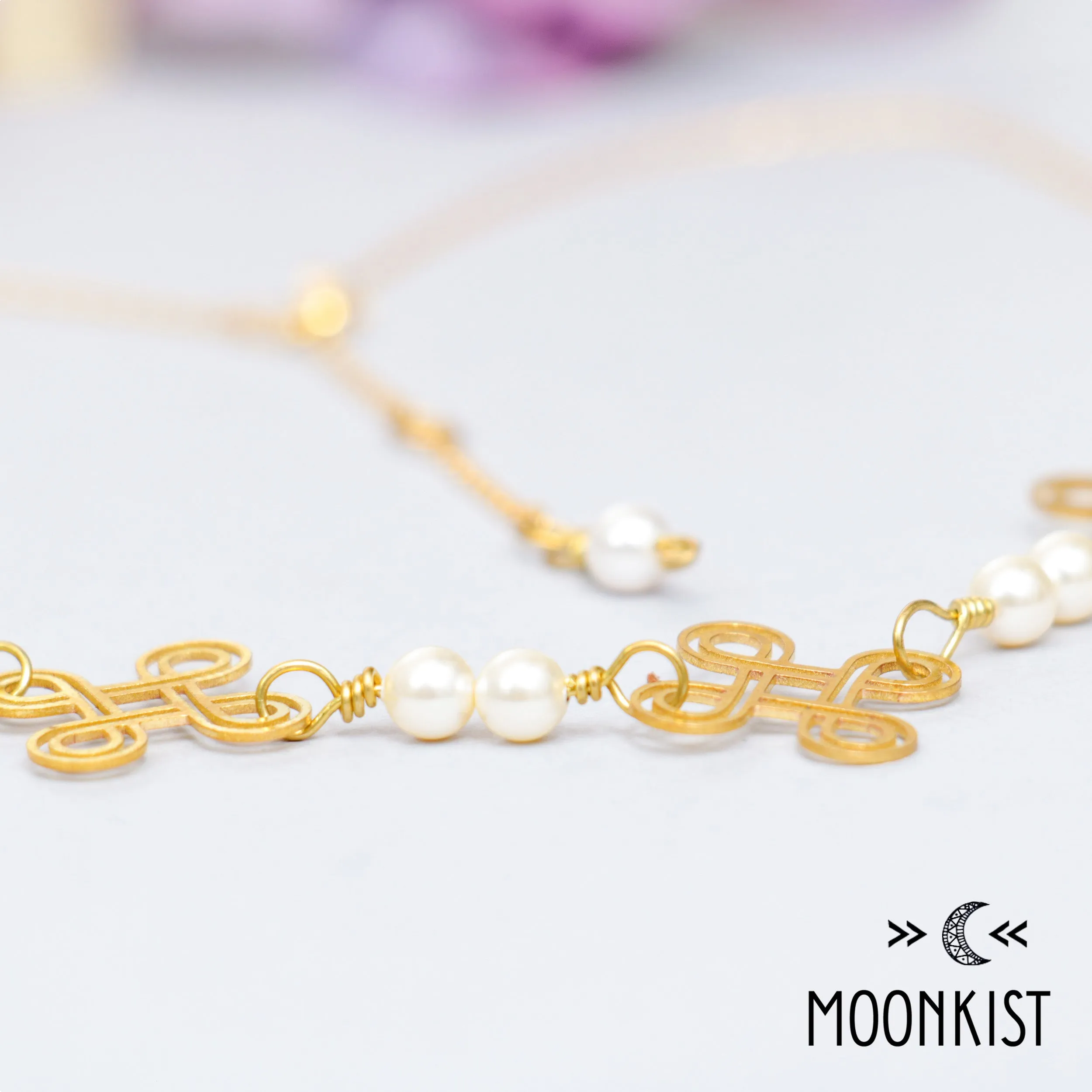 Handmade Pearl and Celtic Link Necklace | Moonkist Designs