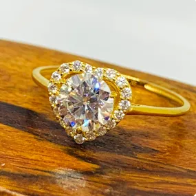 Heart Moissanite Halo Engagement/Women's Ring 18K Gold