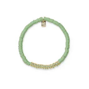 Heishi Disc & Metal Stretch Bracelet in Aqua and Gold Pura Vida