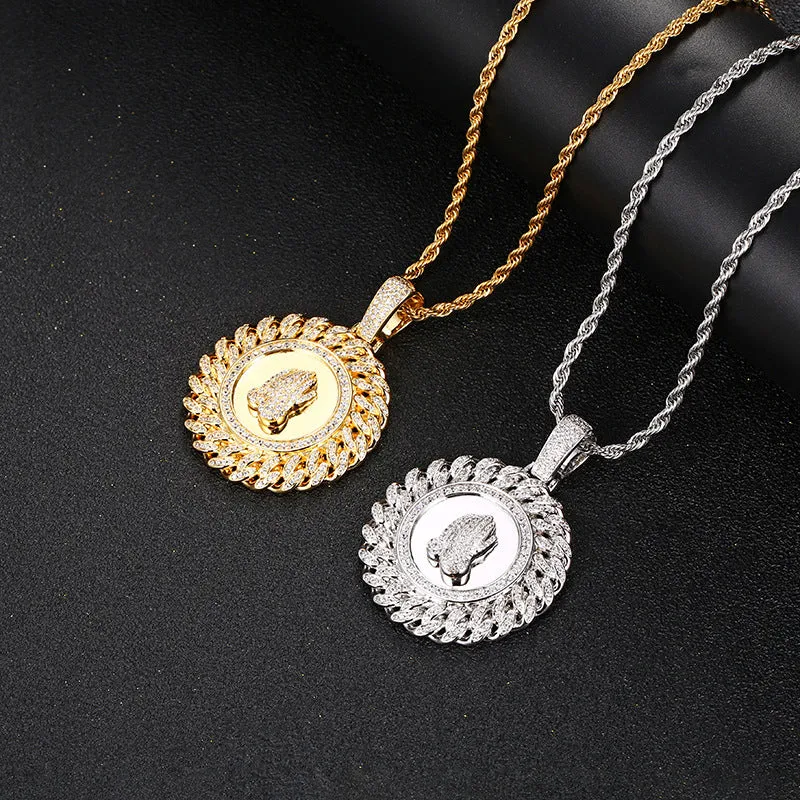 Hip Hop Zircon Buddha Hand Blessing Pendant