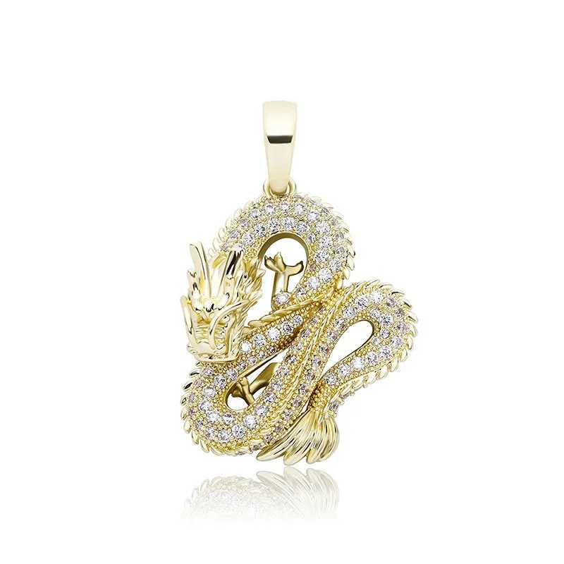 Iced Out Dragon Pendant